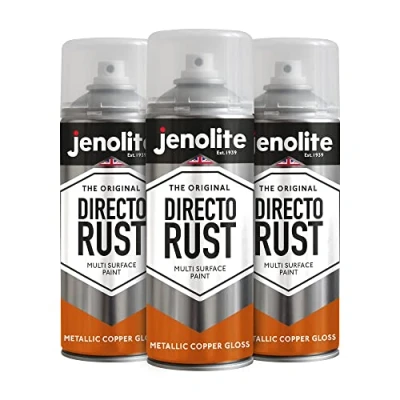 Imagen de JENOLITE Directorust Pintura Metálica Brillo COBRE multisuperficie Imprimador, capa base y superior todo en uno 3 x 400ml