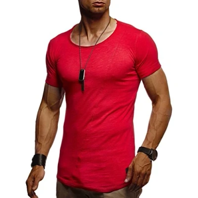 Imagen de Leif Nelson Camiseta para Hombre con Cuello Redondo LN 8209 Rojo X Large