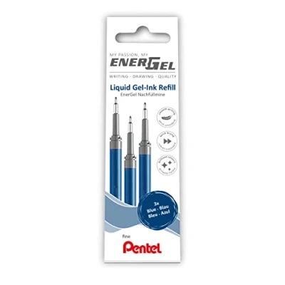 Imagen de Pentel Recarga LRN5 3C para bolígrafo EnerGel 0.5 Ball = 0,25 mm de grosor, punta aguja, 3 unidades, color azul