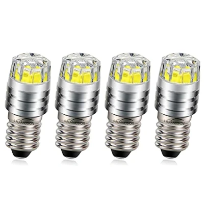 Imagen de Ruiandsion 4 bombillas LED E10 de 6 V COB 2 W repuesto para linterna, antorcha bicicleta, luces traseras, color blanco