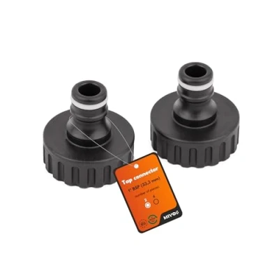 Imagen de MIVOS 2 conectores de grifo para grifos con rosca exterior BSP 1 pulgada (33,3 mm) Conector acoplamiento rápido manguera jardín Fabricado en un 90% plástico reciclado