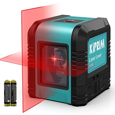 Imagen de Nivel Láser, Láser Cruzado Kiprim LV1R Vertical/Horizontal de Doble Línea, IP54 a prueba polvo, impermeable, antigoteo 1 m, nivelación automática ± 4