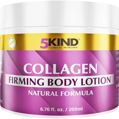 Imagen de 5kind Crema hidratante corporal con colágeno 200 ml profesional para una piel más firme y acondicionada reafirmante de anticelulitica natural