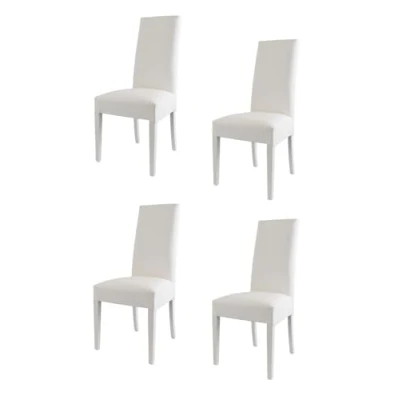 Imagen de t m c s Tommychairs Set 4 sillas Luisa para Cocina, Comedor, Bar y Restaurante, solida Estructura en Madera de Haya Asiento tapizado Polipiel Blanco