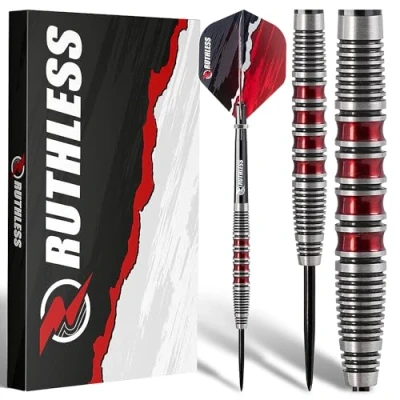 Imagen de RUTHLESS Red Falcon Juego de dardos profesionales tungsteno con punta acero 22 g y 24 g, varillas ejes (22 g)