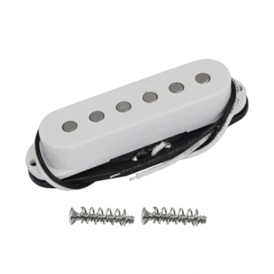 Imagen de FLEOR pastilla Alnico 5 de bobina simple Poste plano para cuello guitarra eléctrica ST SQ, blanca