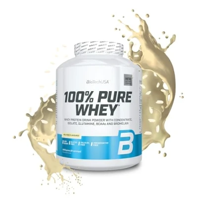 Imagen de BioTechUSA 100% Pure Whey Proteína en Polvo con BCAA y Glutamina Sin Gluten, Aceite de Palma, 2.27 kg, Arroz leche