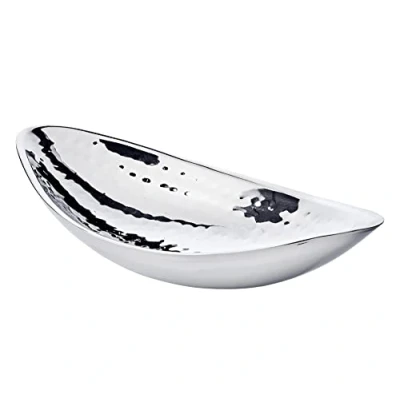 Imagen de EDZARD Bol Halifax, acero inoxidable pulido a espejo, martillado, longitud 27 cm