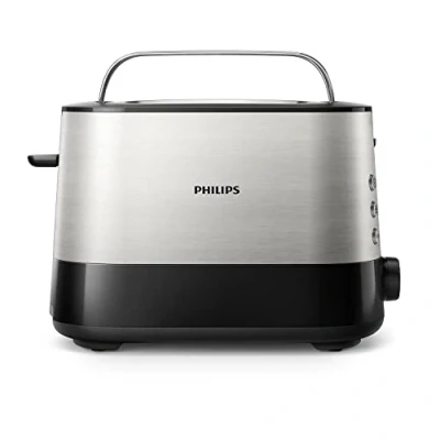 Imagen de Philips Domestic Appliances Viva Collection Tostadora, 2 Ranuras Extraanchas, Función para Panecillos Integrada, 7 Intensidades, Bandeja Recogemigas Desmontable, Gris (Metal) (HD2637/90)