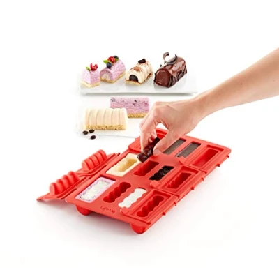 Imagen de Lékué 3000096 Molde para elaborar Mini Pasteles de Mousse, Silicona, Rojo