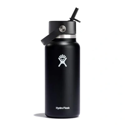 Imagen de Hydro Flask Wide Mouth Botella de Agua 946 ml (32 oz) Acero Inoxidable con Aislamiento al Vacío y Tapa Pajita Flexible Black