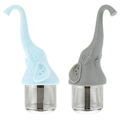 Imagen de 2 Piezas Tea Infuser Reutilizable Infusor de té acero inoxidable Infusores Silicona hecho Colador filtro para tetera, taza, accesorio