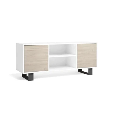 Imagen de Skraut Home Mueble TV 140 con 2 Puertas x 40 57 cm para Salon/Comedor Modelo Wind Acabado Color Blanco/Roble