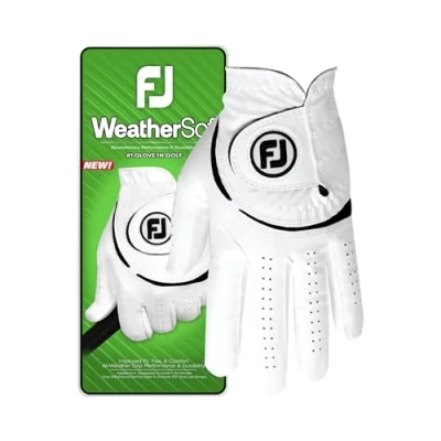 Imagen de FootJoy WeatherSof Guante de golf para hombre, color blanco, mediano/grande, usado en la mano izquierda