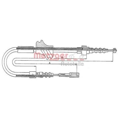 Imagen de METZGER 10.7542 Cable de Freno Mano Atrás derecha 1358/1148 Discos COFLE
