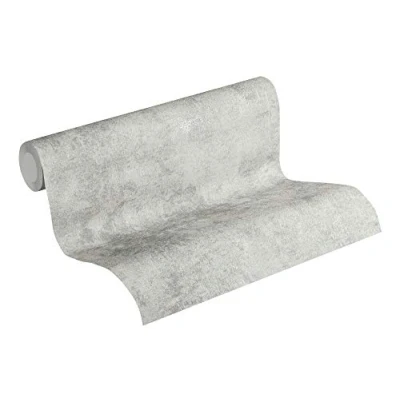 Imagen de A.S. Création Papel pintado Liso New Walls tejido no 10.05 m x 0.53 Gris Plata Fabricado en Alemania 374254 37425 4