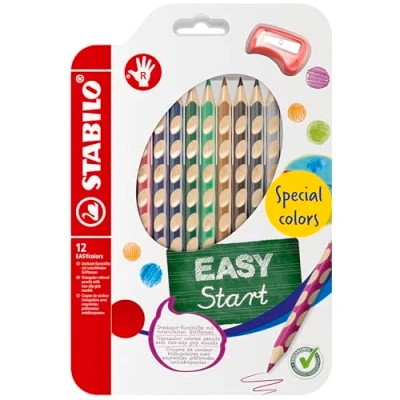 Imagen de STABILO Easycolors Lápices de colores ergonómicos para diestros (12 unidades, con sacapuntas, 12 diferentes)