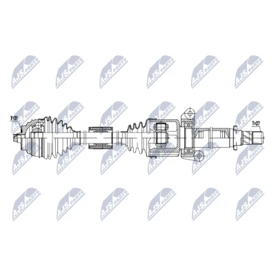 Imagen de NTY NPW BM 254 Árbol de Transmisión Eje delantero, derecha 933mm automática