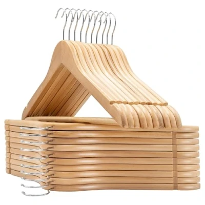 Imagen de COM FORT HOUSE Pack 20 Perchas de Madera Maciza Diseño Elegante con Garra para Trajes Gancho Giratorio Acero Inoxidable