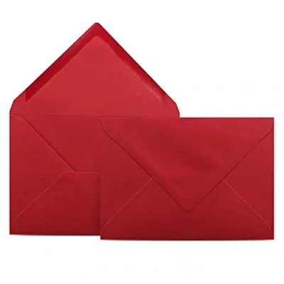 Imagen de Colours 4 you sobres DIN C6, 11,4 x 16,2 cm, adhesivo húmedo, solapa puntiaguda, sin ventana, 50 unidades, color rojo