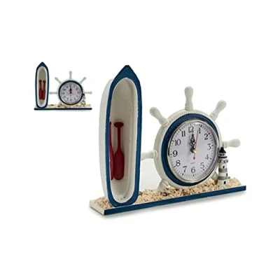 Imagen de ARTE REGAL IMPORT, S.L. Reloj Madera Timón con Barca 5,5 x 29 23,5 cm.