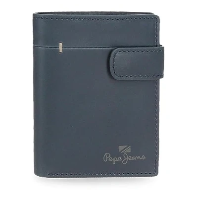 Imagen de Pepe Jeans Staple Cartera Vertical con Cierre de Clic Azul 8,5x10,5x1 cms Piel