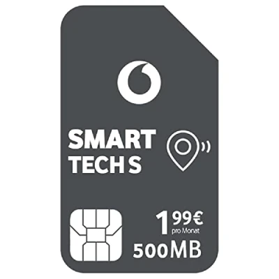 Imagen de Vodafone Smart Tech S, 500 MB de Datos, para Dispositivos Inteligentes, rastreador GPS, telemetría, Sistemas Alarma (no smartphones, tabletas, sin Llamadas Voz) ABO 24 Meses autonomía,