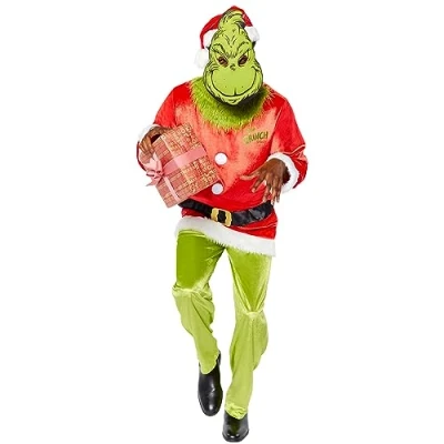 Imagen de amscan 9918318 Disfraz de Navidad oficial del Grinch para hombre, talla M