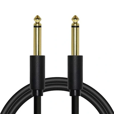 Imagen de Cable mono para instrumentos de guitarra 6,35 mm, recto macho 1/4 TS a TS, altavoz amplificador, audio nivel línea, etc. (1,5m)