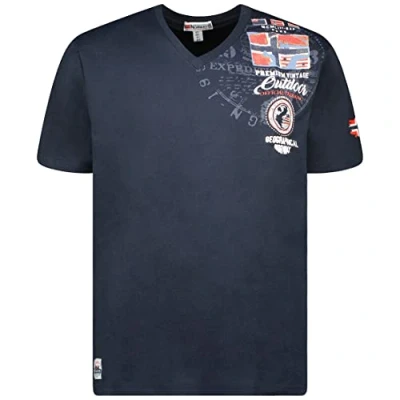 Imagen de Geographical Norway JOLYMPIA Camiseta Algodón para Hombre Modelo con Logo Shirt Regular Manga Corta Camisetas Cuello Clasica Casual Regalo Original (Marina XXL)
