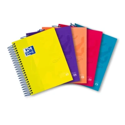 Imagen de Oxford, Cuadernos 8º, Pack de 5 Libretas Tapa Extradura, 120 Hojas con Cuadrícula 5x5, 4 Colores Banda, Surtidos, Formato A6, 117 x 150 mm