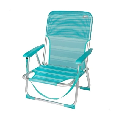 Imagen de AKTIVE Silla fija plegable de playa, respaldo fijo, aluminio, fija, 44x40x72 cm, altura del asiento 23 color turquesa, con asa transporte (53958)