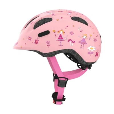 Imagen de ABUS Casco infantil Smiley 2.0 de bicicleta robusto para niñas y niños Rosa con estampado princesas, talla M