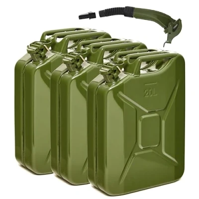 Imagen de BW® Bidón de combustible metal para gasolina, 3 x 20 litros, con boquilla verde oliva RAL 6003 Certificado TÜV y autorización UN Fabricado en Europa