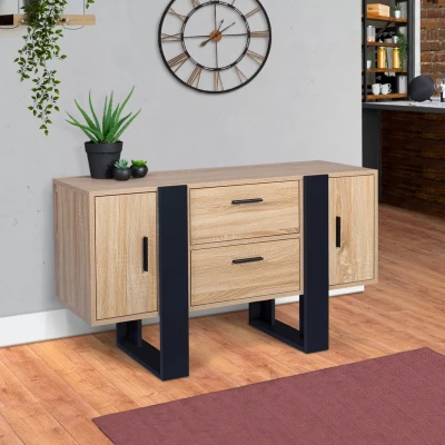 Imagen de IDMarket Phoenix Aparador bajo (105 cm), color negro y madera