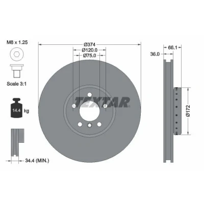Imagen de TEXTAR PRO+ 92266225 Disco de freno BMW: 7, 5 GT