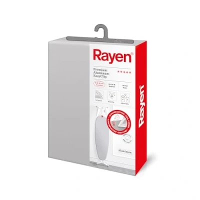 Imagen de Rayen Funda Tabla de Planchar Ajustable Sistema EasyClip 4 capas: Espuma, Muletón, tejido 100% Algodón y Aluminio Gama Premium Medida: 130x47 cm Gris Claro