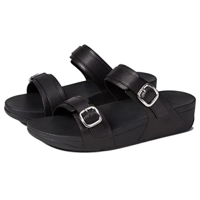 Imagen de Fitflop Lulu Adjustable Leather Slides, Sandalias con cuña Mujer, All Black, 36 EU