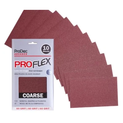 Imagen de ProDec Advance 10 Hojas Lijado Grano 60, Proflex, Flexible, Resistente Grietas, Múltiples Usos, 9&quot;x5.5&quot;