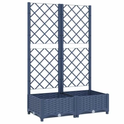 Imagen de vidaXL Jardinera con Enrejado, Macetero de Plantas Flores, Maceta Hierbas, Arriate para Jardín Patio Balcón Terraza, PP Azul Gris 80x40x121,5 cm