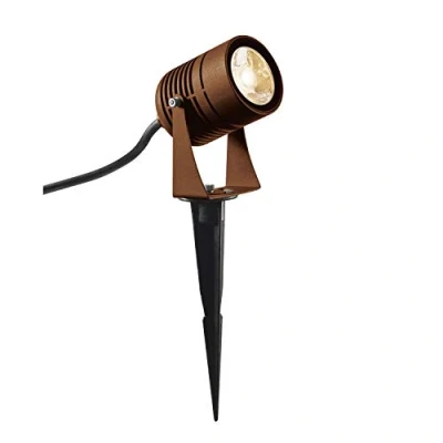 Imagen de SLV luminaria de estaca LED SPIKE/lámpara exterior para iluminar el jardín, la terraza, proyector exterior/IP55 3000K 6 W 400lm óxido 40 grados (1002203)