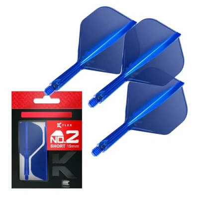Imagen de Target Darts K Flex Integrated Dart Flight and Shaft, No.2 Azul (Corto) Lote de 3 Plumas para Dardos No 2, Moldeado Precisión 2 en 1 y Caña Accesorios Profesionales
