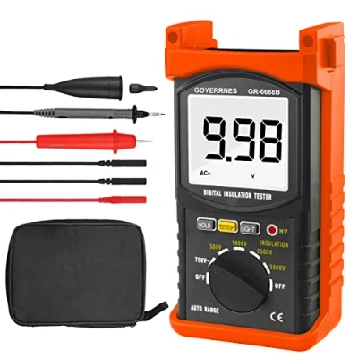 Imagen de Medidor de Resistencia Aislamiento,GR 6688B Probado Aislamiento 200Gig Ohm digital Megger Megohm Meter con rango 500V/1000V/2500V/5000V,Pruebas para cable calefacción