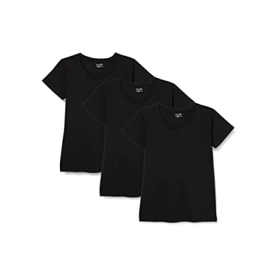 Imagen de berydale Bd157, Camiseta con cuello redondo para Mujer, Negro (Paquete de 3), XL