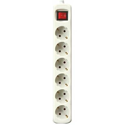 Imagen de SILVER ELECTRONICS Regleta Enchufe con 6 Tomas Interruptor, Blanco, Enchufes, Cable de 1,5 Metros, protección Infantil, Toma Tierra, sobretensiones