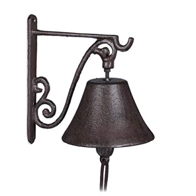 Imagen de 5 Campanas Puerta Hierro Fundido, Rústicas, Sonido Fuerte, para Entrada, Decoración Jardín, Resistentes, Marrón