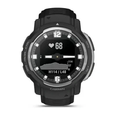 Imagen de Garmin Instinct Crossover, Reloj Inteligente con manecillas de analógico luminiscentes, Pantalla Monocroma, Aplicaciones Deportivas preinstaladas y autonomía hasta 28 días, Negro
