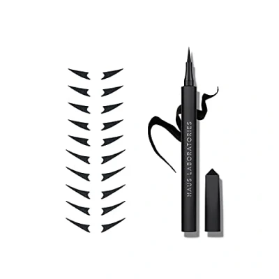 Imagen de HAUS LABORATORIES By Lady Gaga: EYE ARMOR KIT Delineador De Ojos Negro Líquido Y Punta Fieltro Preciso Flexible, Pegatinas Ala, Para Un Look Con Alas Larga Duración
