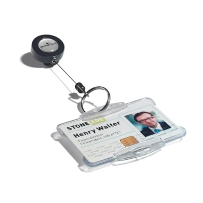 Imagen de Durable 822258 Cordón extensible (con llavero, longitud de la correa 80 cm) para identificadores y portanombres Paquete 10 piezas, antracita