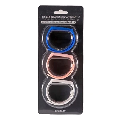 Imagen de Friendly License Pack de 3 Correas Compatibles con Xiaomi Mi Band 7 Elaboradas Silicona Resistente Colores Blanco, Azul y Rosa Pulseras Repuesto